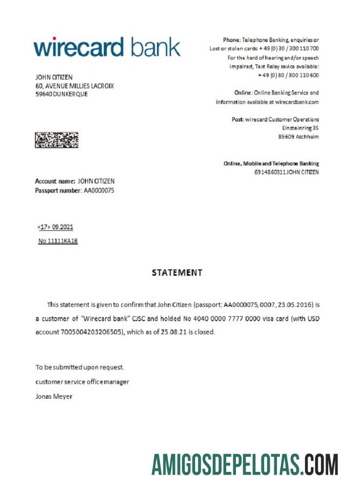 Referência de fechamento de Wirecard da Alemanha amostra